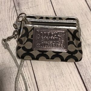 Coach Poppy black silver wallet wristlet